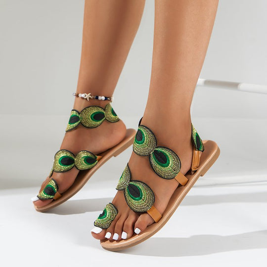 Damen Sommerliche Sandalen mit dekorativen Ösen und komfortablem Fußbett R&B