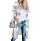 Damen Langer Strickcardigan mit gestreiftem Design R&B