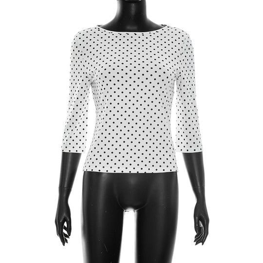 Damen Polka-Dot Langarmshirt mit bequemem Schnitt und modischem Design R&B