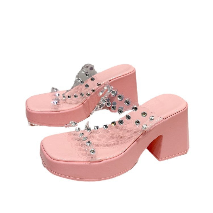 Damen Plateau-Pantoletten mit glitzernden Details R&B