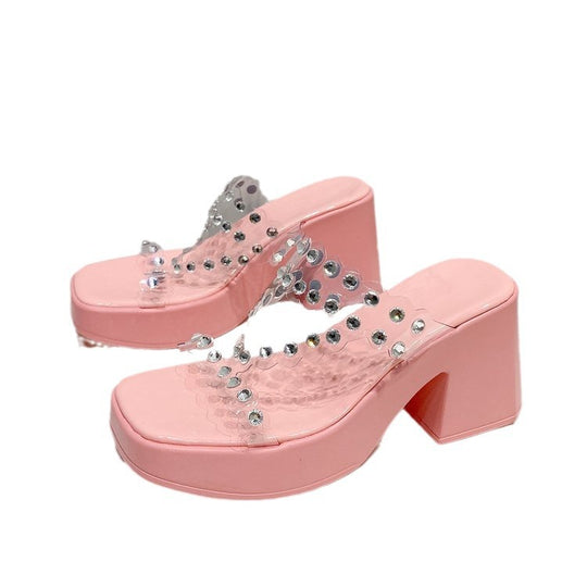 Damen Plateau-Pantoletten mit glitzernden Details R&B