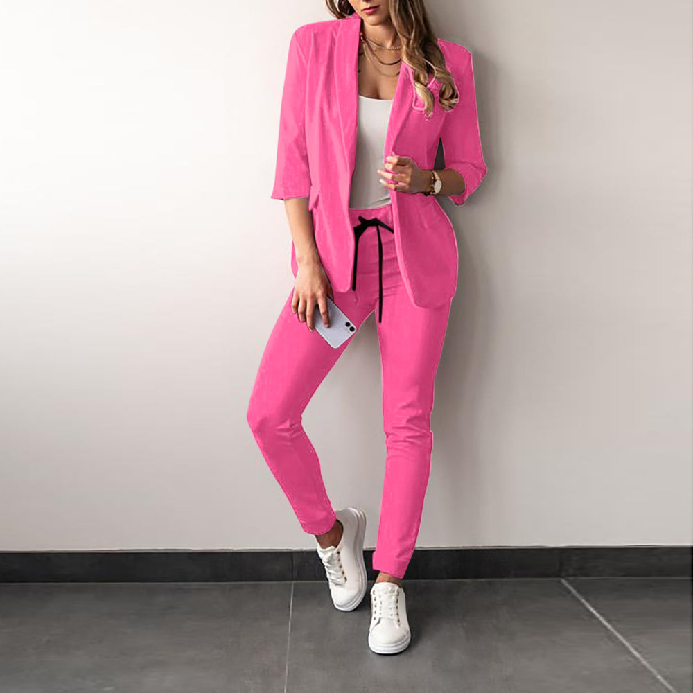 Damen elegantes und modernes Anzug-Set mit tailliertem Blazer und schmalen Hosen R&B