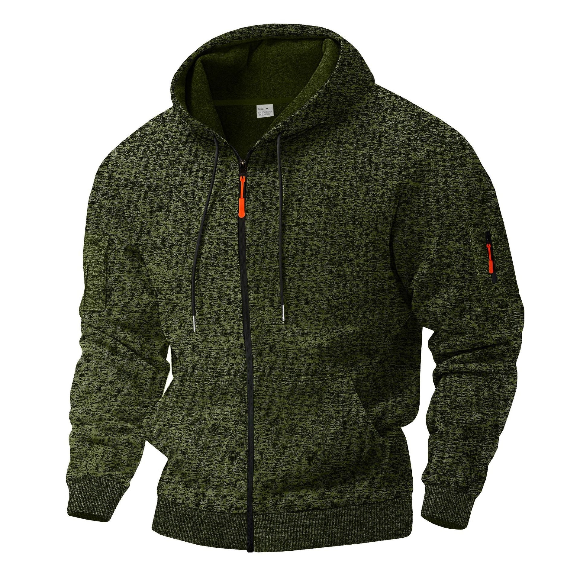 Herren sportlicher Kapuzenpullover mit atmungsaktiver Struktur und farblich abgesetzten Reißverschluss-Details R&B