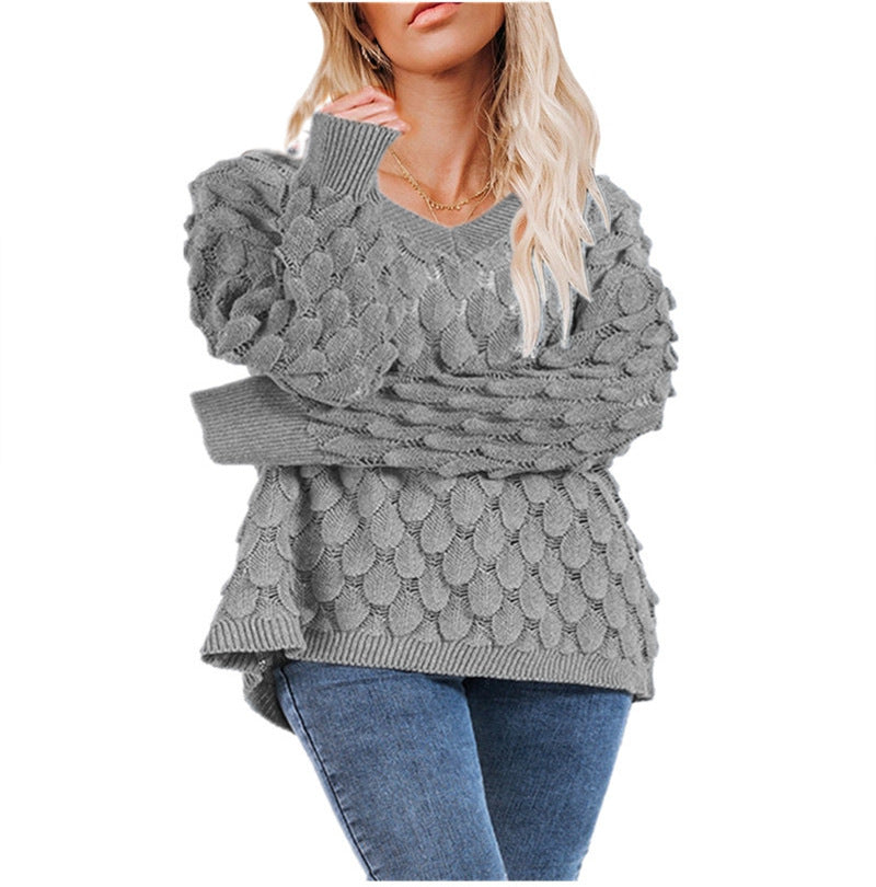 Damen Strickpullover mit strukturiertem Wabendesign R&B