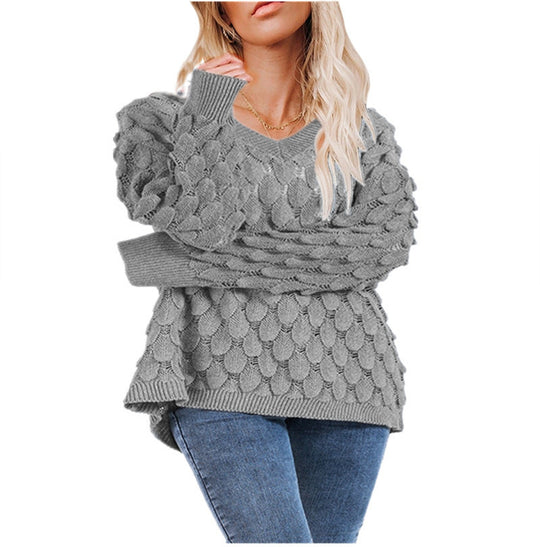 Damen Strickpullover mit strukturiertem Wabendesign R&B