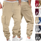 Herren nan lässige Cargo-Sweathose mit Kordelbund, Klappentaschen und schmalem Fußbündchen R&B