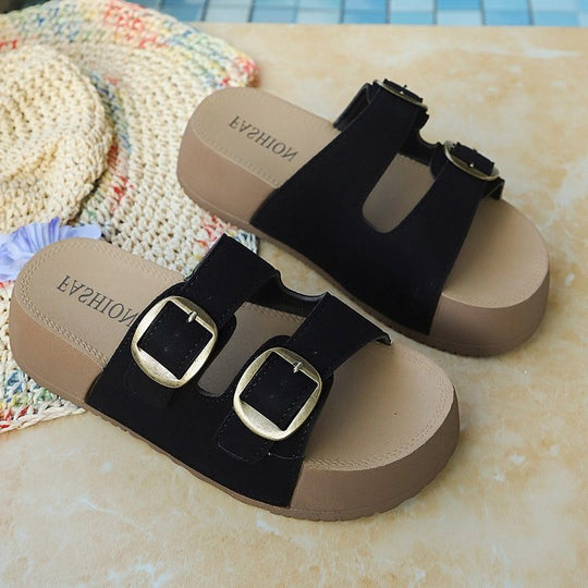 Damen Komfortable Riemensandalen mit modischen Doppelschnallen R&B