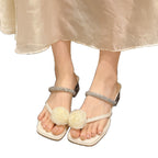 Damen elegante Sandaletten mit Blumendekor und glitzernden Riemchen R&B