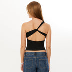 Damen asymmetrisches Top mit dekorativen Trägern