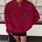 Damen Sportliche Oversized-Jacke mit hohem Kragen und Reißverschluss R&B