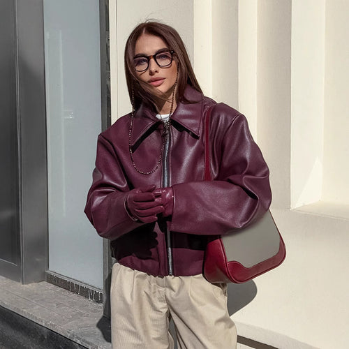 Damen moderne cropped jacke mit übergroßem Kragen R&B