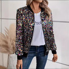 Damen Funktionsjacke mit glitzerndem Paillettendesign und bequemen Bündchen EB