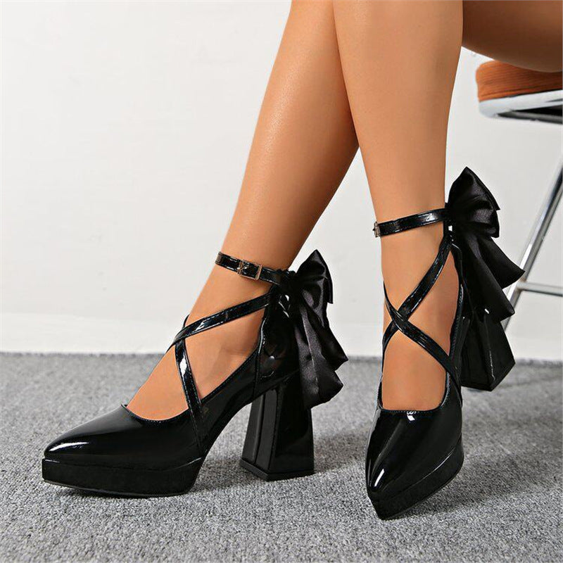 Damen elegante High Heel Schuhe mit Riemen und Schleifenverzierung R&B