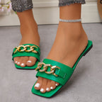 Damen Komfortable Sandalen mit funkelndem Kettenakzent