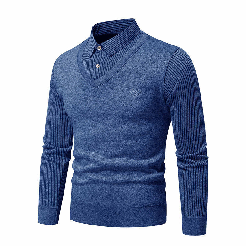 Herren Strickpullover mit V-Ausschnitt und modernem Rippenmuster