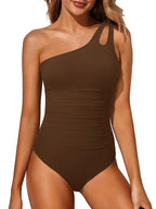 Damen Einseitiger Badeanzug mit Leopardenmuster R&B