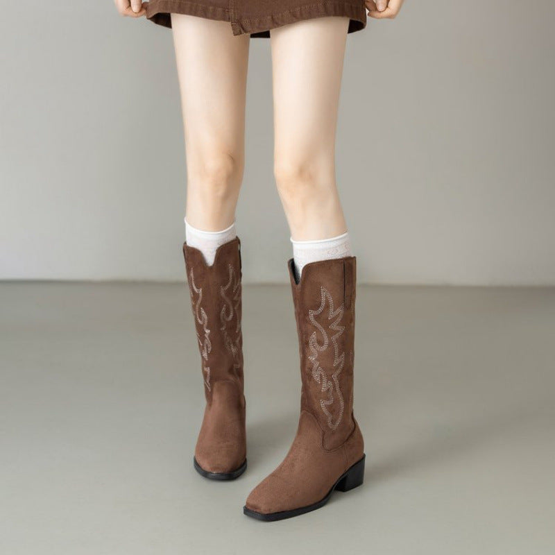 Damen Stiefel mit exquisiten Stickereien und komfortablem Absatz R&B