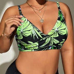 Damen Bikini-Top mit tiefem V-Ausschnitt und floralem Design R&B