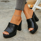 Damen Plateau-Mules mit eleganter Faltenoptik und hochwertigem Obermaterial R&B