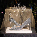 Damen Glamouröse hochhackige Glitzer-Pumps mit eleganter Schleifenverzierung R&B