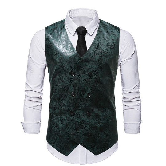 Herren elegante Weste mit floralem Design und Doppelreihe R&B