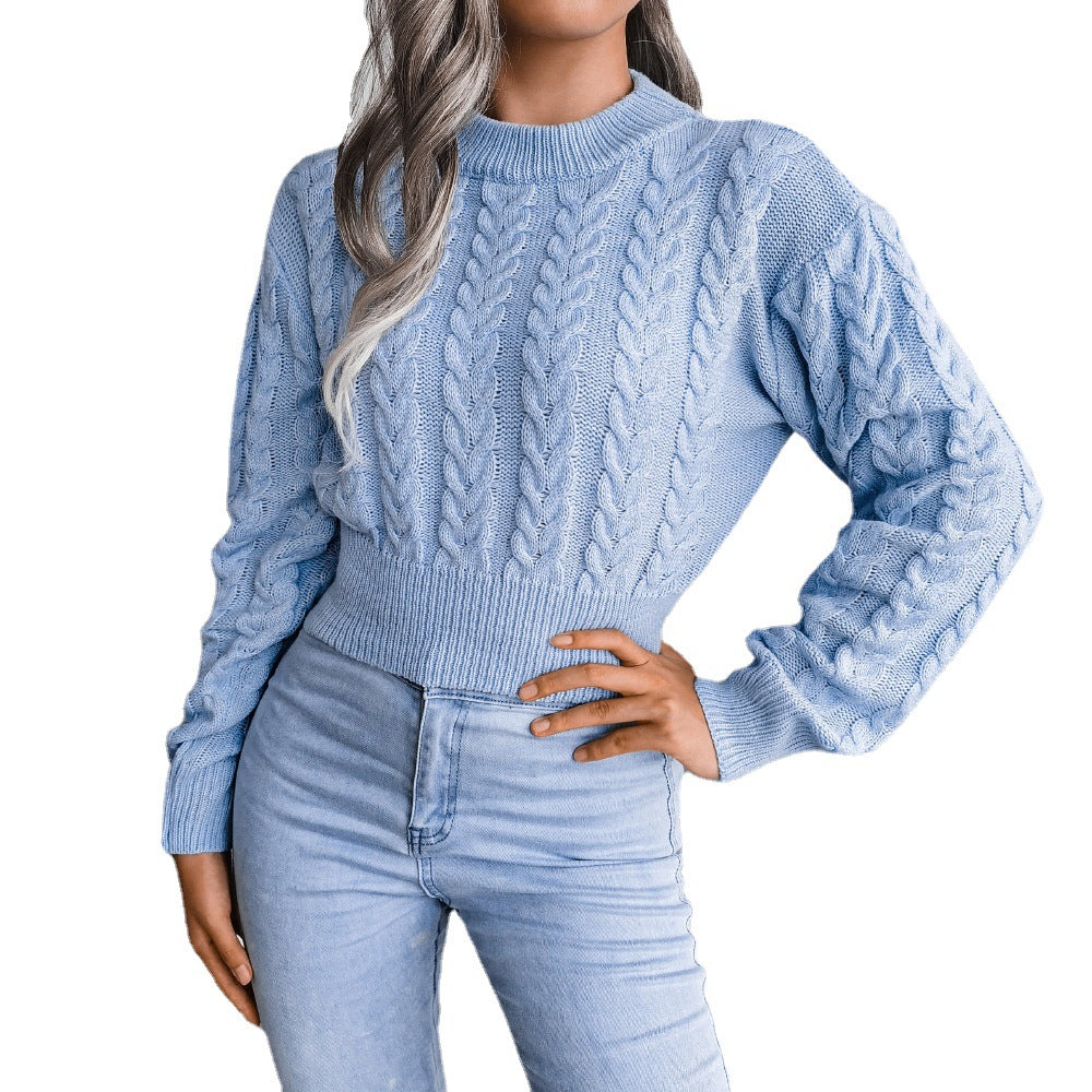 Damen Strickpullover im modernen Zopfmuster mit engem Bund R&B