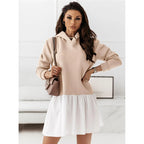 Damen Hoodie-Kleid mit modischem Rüschensaum R&B