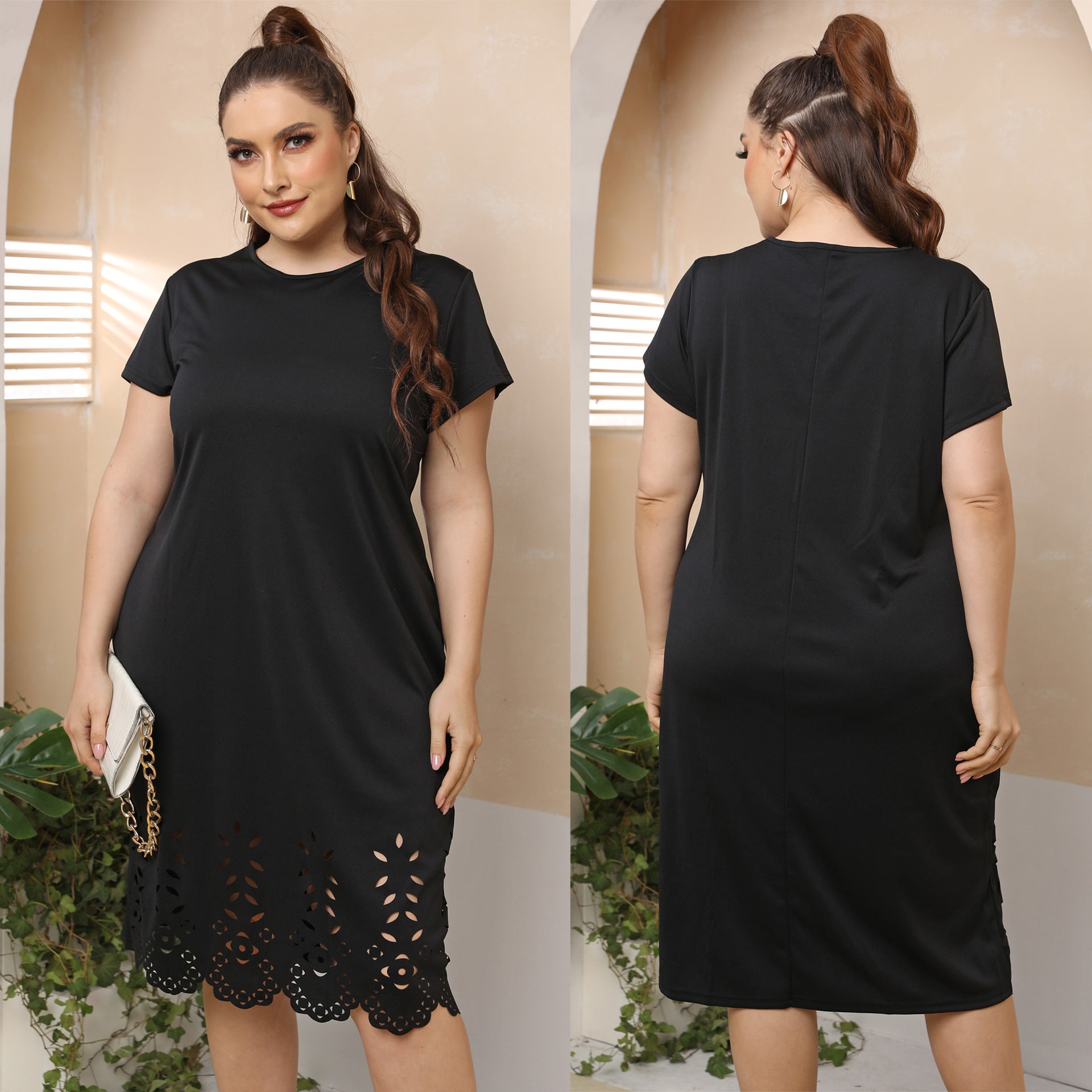 Damen elegantes Cut-Out Sommerkleid R&B
