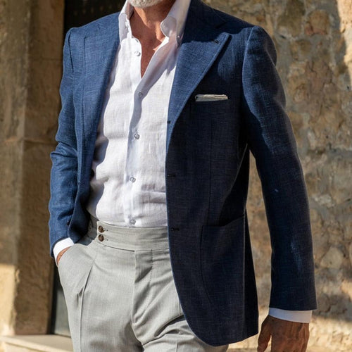 Herren leichte Sommerjacke aus hochwertigem Leinen R&B