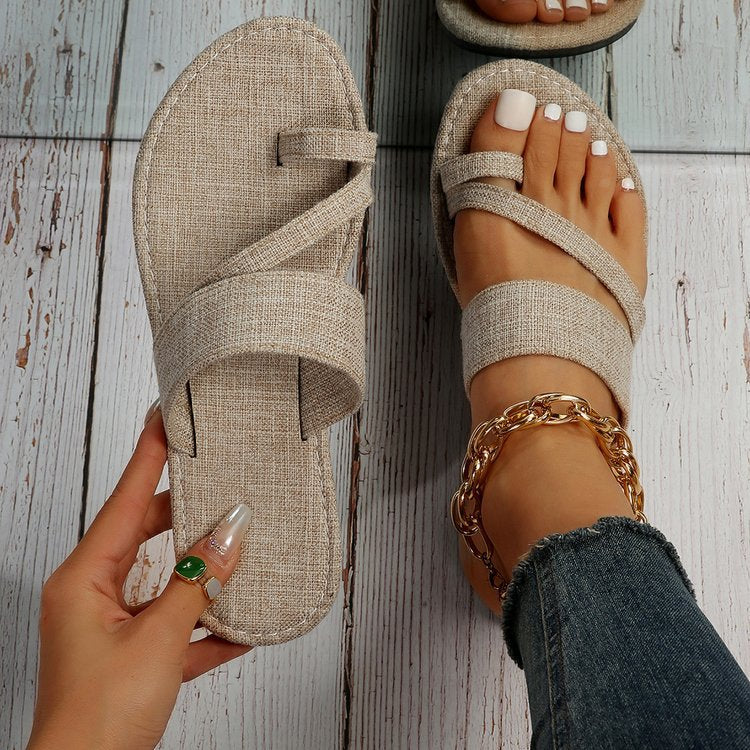 Damen lässige Slide-Pantoletten aus Denim R&B
