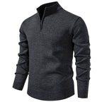 Herren nan Feinstrickpullover mit Kurzreißverschluss Stehkragen elastischen Bündchen R&B