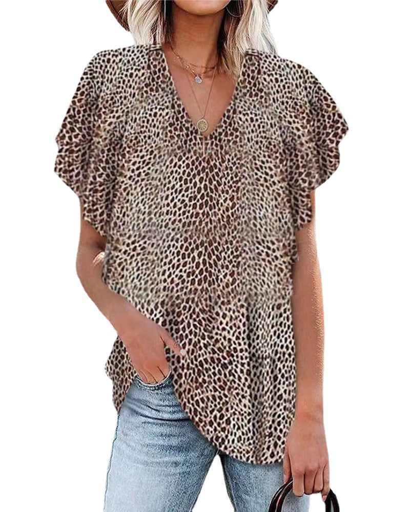 Damen nan relaxed-fit Blusentunika mit V-Ausschnitt, Lagenärmeln und schmeichelnder Saumlinie R&B