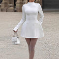 Damen Elegantes Mini-Kleid mit hochgeschlossenem Kragen und längeren Ärmeln R&B