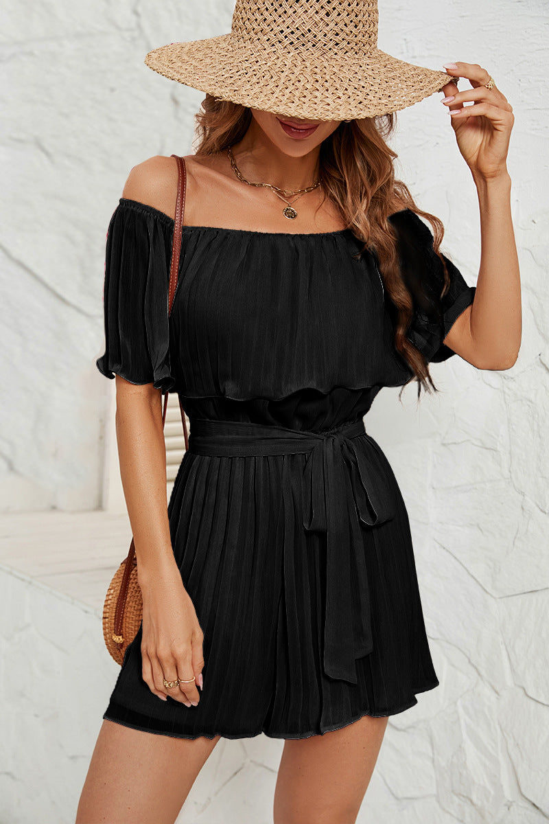Damen Jumpsuit mit eleganter Rüsche und verstellbarem Taillengürtel R&B