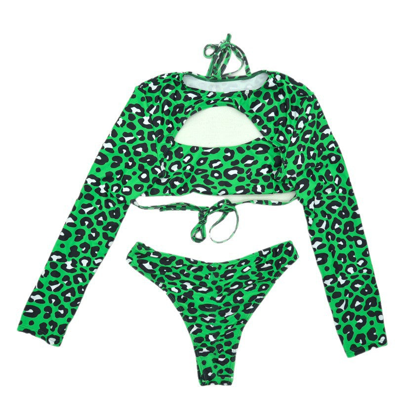 Damen Sportlicher Bikini mit langärmligem Design und modischem Cut-Out R&B