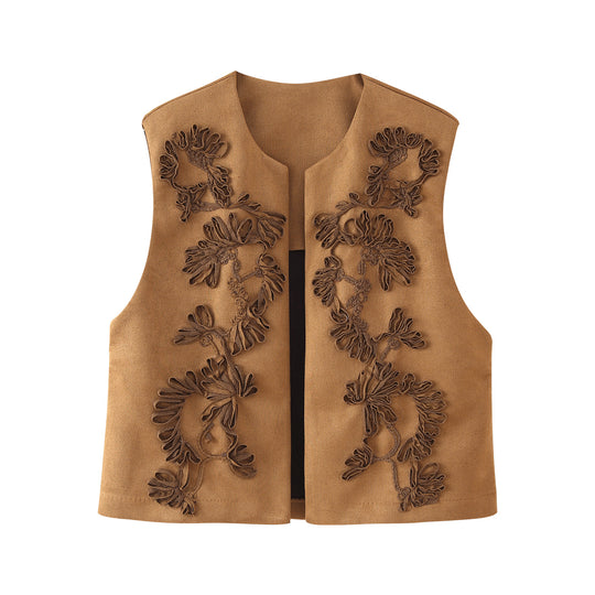 Damen Weste mit floralem Stickdesign R&B