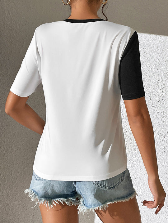 Damen modisches T-Shirt mit glänzenden Akzenten und lässigem Schnitt R&B