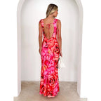 Damen Maxikleid mit V-Ausschnitt und floralem Muster R&B