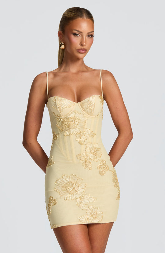 Damen Figurbetontes Minikleid mit floralen Stickereien R&B