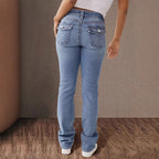 Damen High-Waist Slim Fit Jeans mit elegantem Knopfdetail R&B