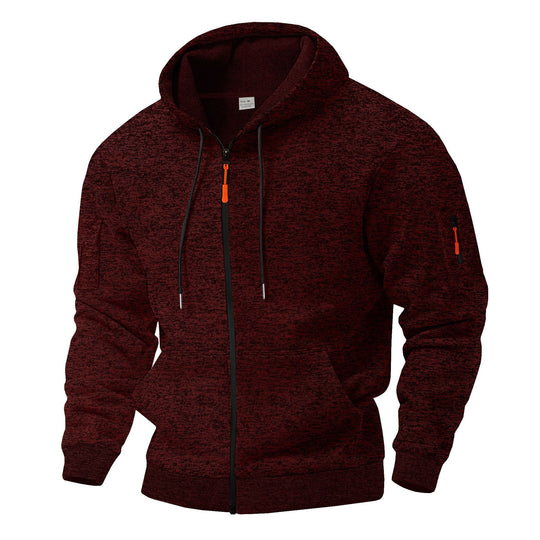 Herren sportlicher Kapuzenpullover mit atmungsaktiver Struktur und farblich abgesetzten Reißverschluss-Details R&B