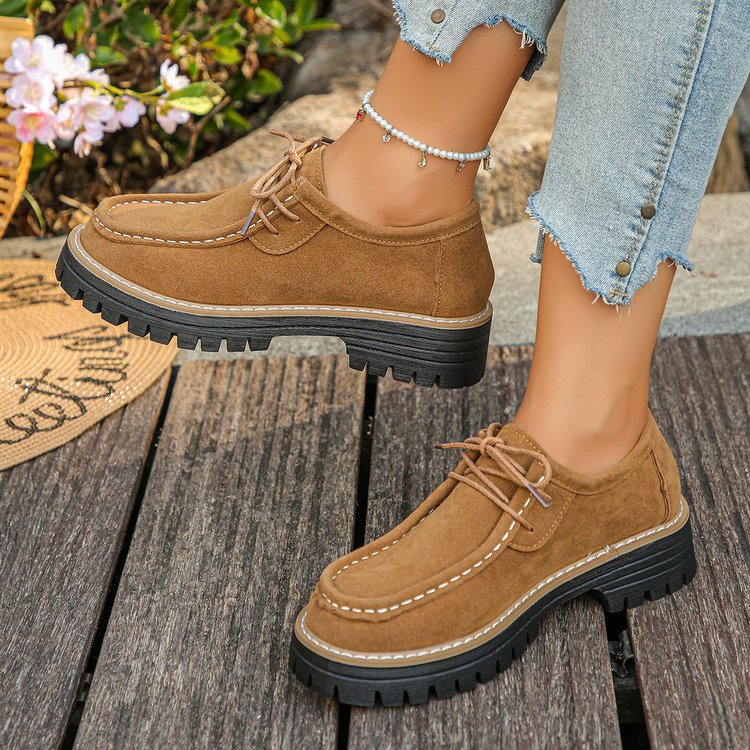 Damen modische Schnürschuhe mit robustem Profil und weichem Wildleder R&B