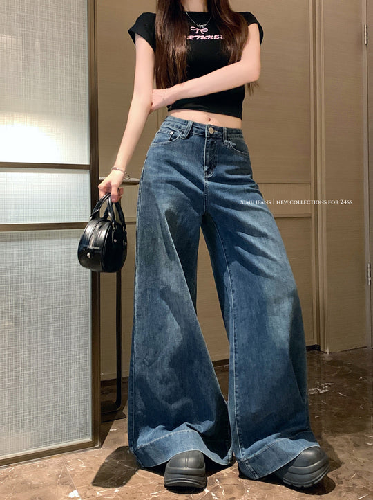 Damen Weite Jeans im entspannten Look mit hohem Bund und modischen Akzenten R&B