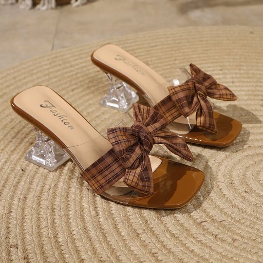 Damen Slingback Sandalen mit dekorativem Schleifen-Design und transparentem Absatz R&B