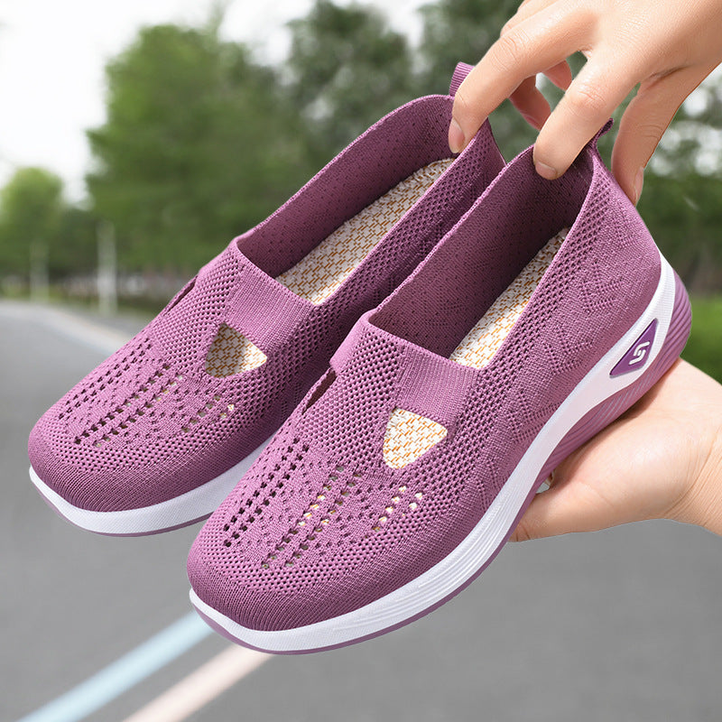 Damen Komfortable und luftige Slip-On Sneakers mit Strickoberfläche R&B