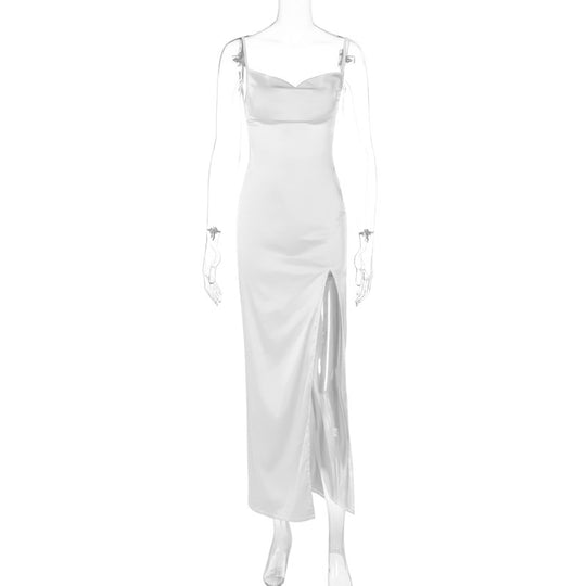 Damen Elegantes Maxikleid mit tiefem Schlitz und Spaghettiträgern R&B