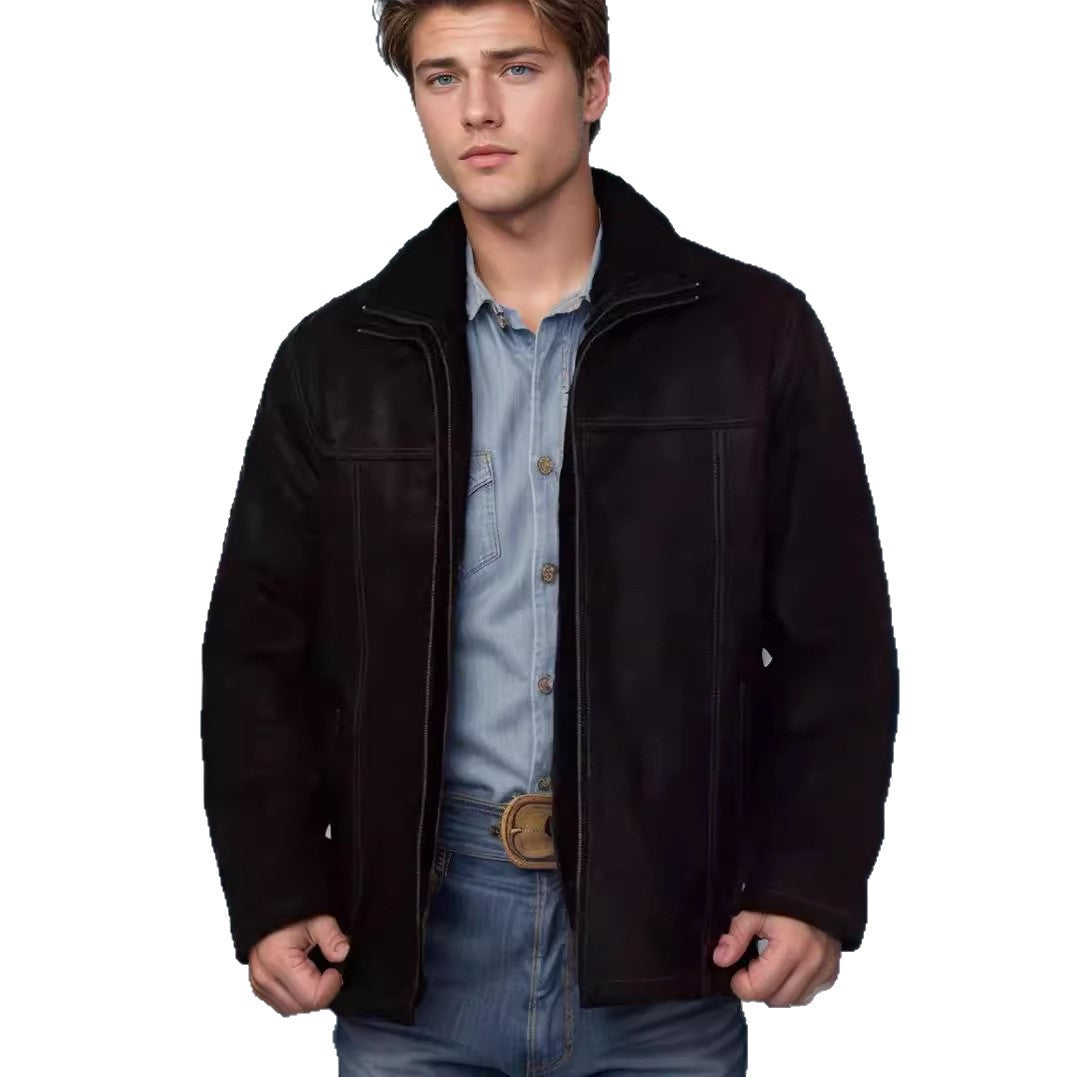 Herren vielseitige und robuste Wildlederjacke mit funktionalen Taschen R&B
