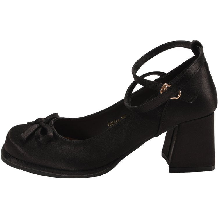 Damen elegante Ballerina-Pumps mit modischer Schleifenakzent und komfortablem Blockabsatz R&B