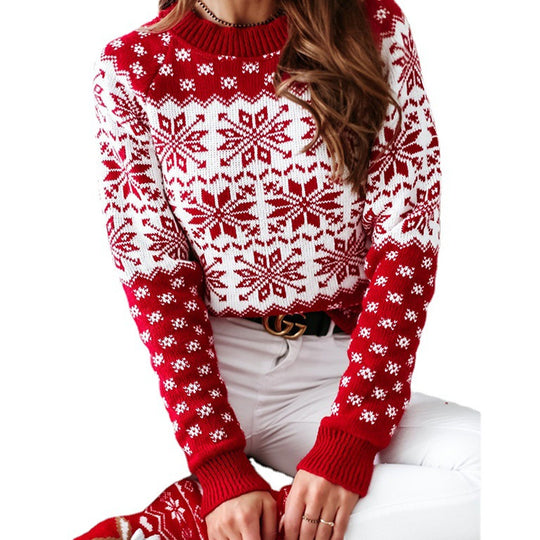 Damen Winterpullover mit festlichem Schneeflocken-Muster R&B
