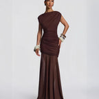 Damen Elegantes und figurbetontes Abendkleid mit Raffungen